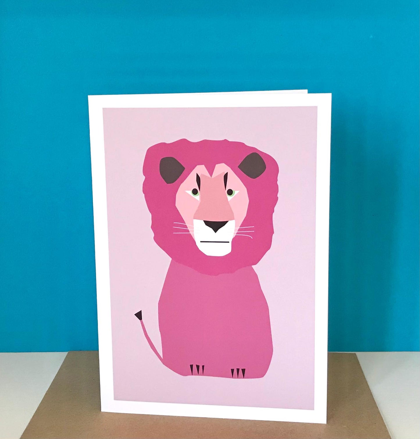 Pink Lion - Greeting, Birthday Card