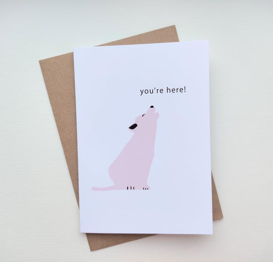 You're Here! Young Wolf - New Baby Card