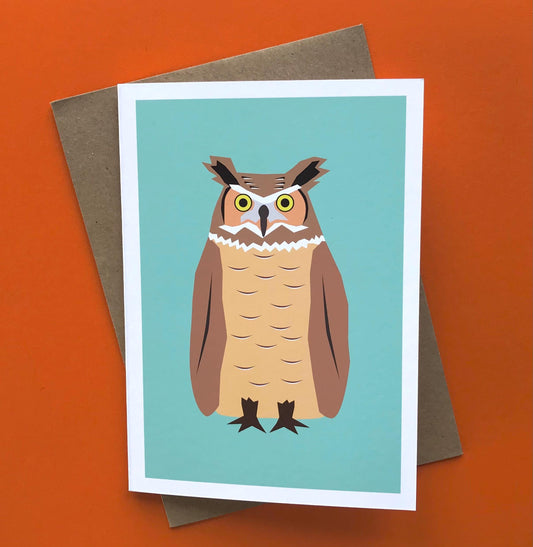 Great Horned Owl - Greeting, Birthday Card