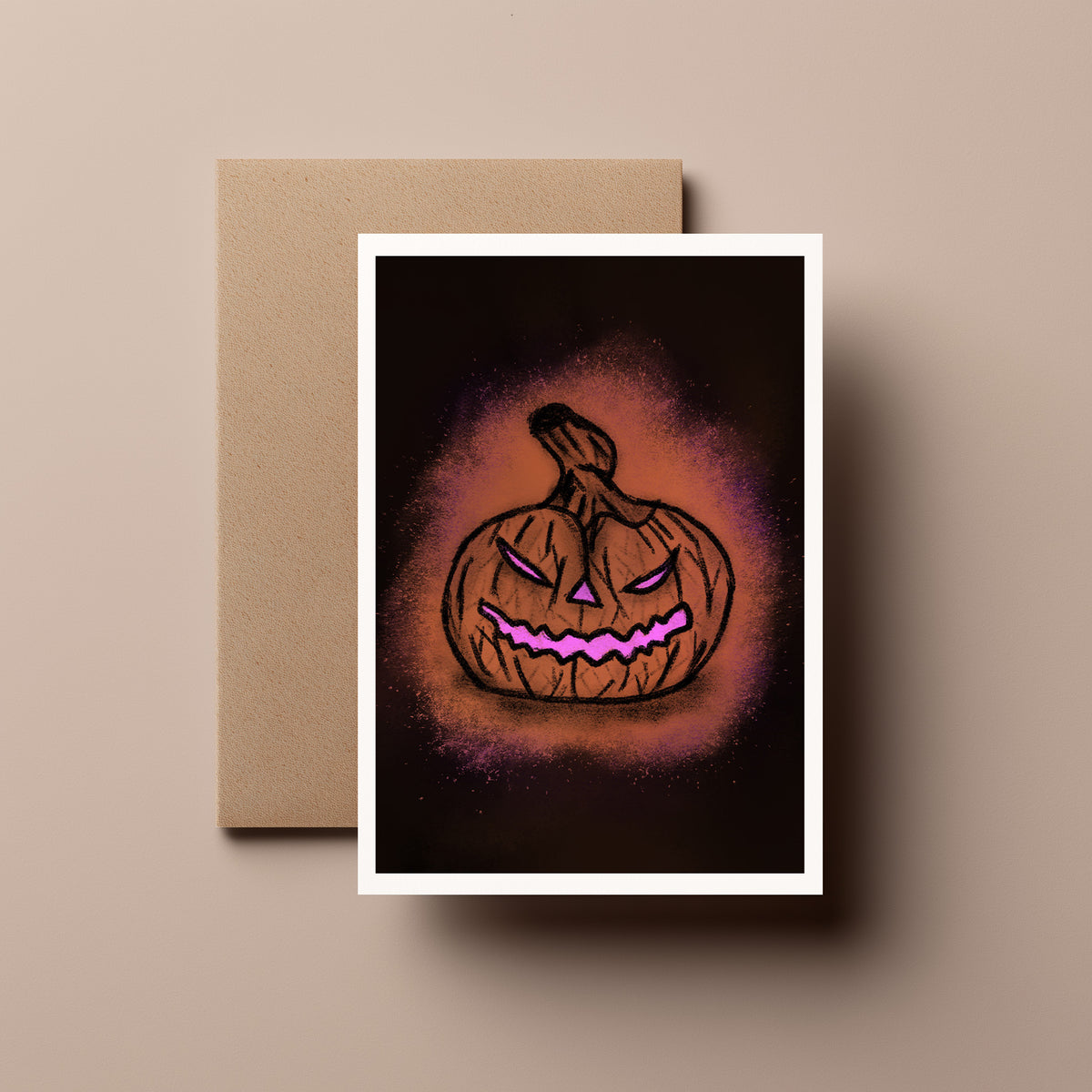 Scary Pumpkin Card - Spooky Ghost Greeting, Creepy Halloween Card, Horror (Copy)