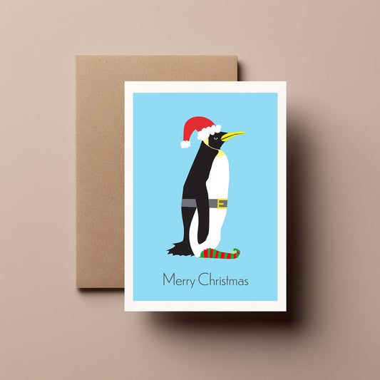 Penguin Christmas Card – Cute, Funny Holiday Greeting Card, Winter Illustration, For Him or Her