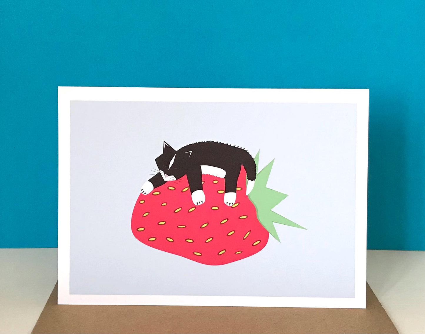 Strawberry Cat - Greeting, Birthday Card