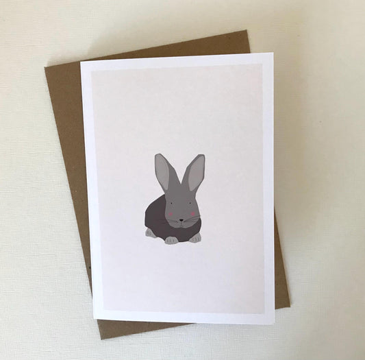 Grey Rabbit - Easter, Spring, Greeting, Birthday Card