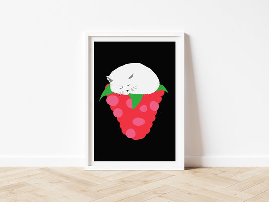 Raspberry Cat - Art print A5/A4/A3