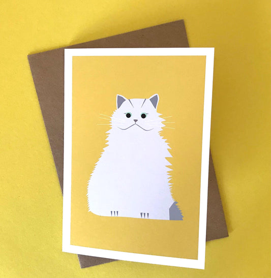 White Persian Cat - Greeting, Birthday Card