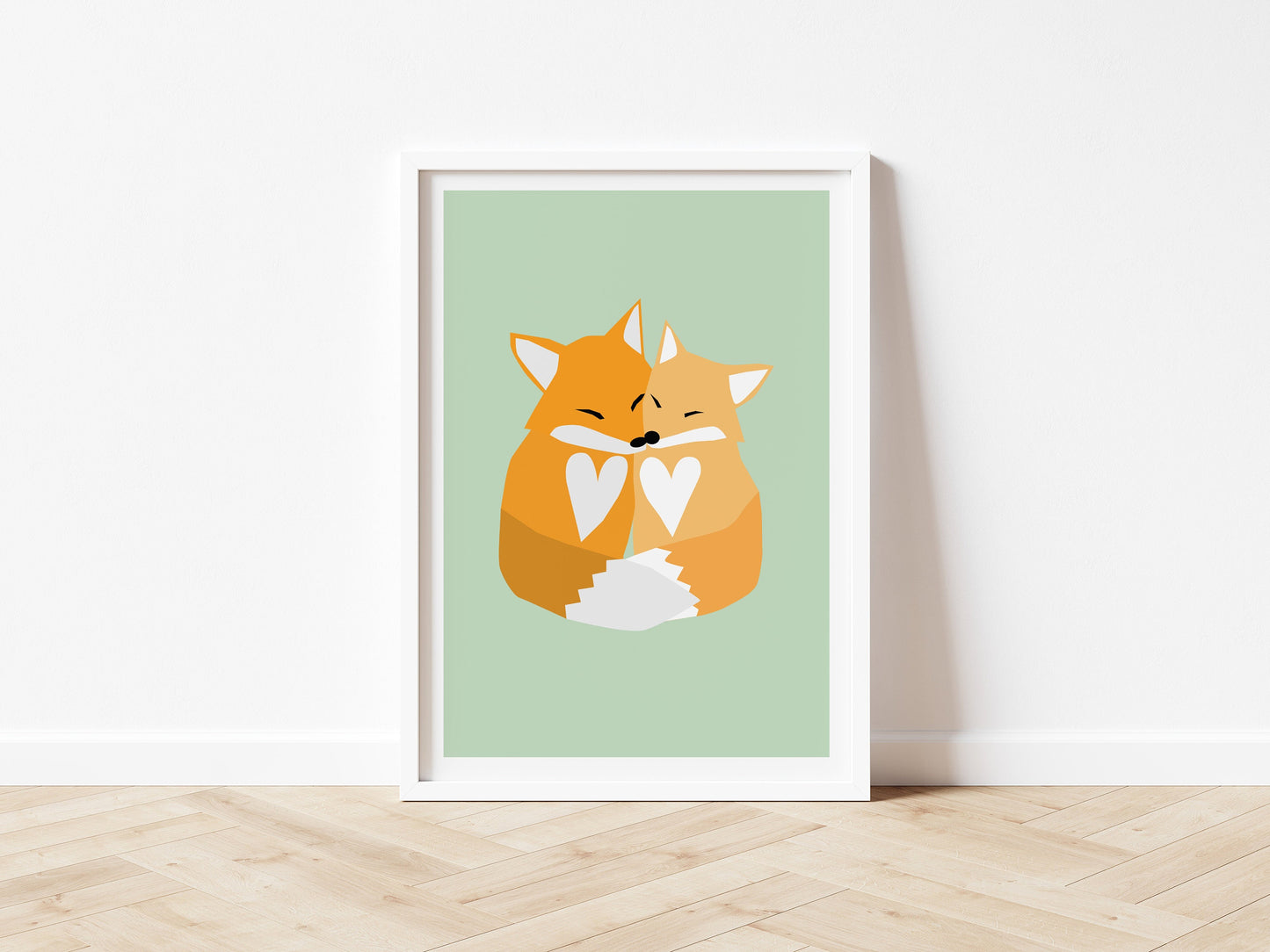 Cuddling Foxes - Art print A5/A4/A3