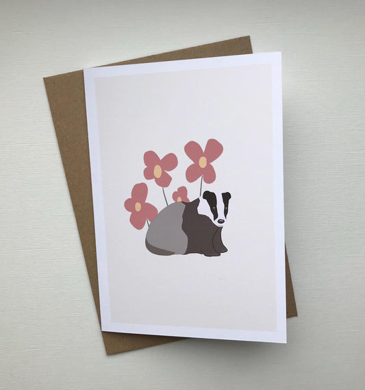 Badge with Flowers - Greeting, Birthday Card