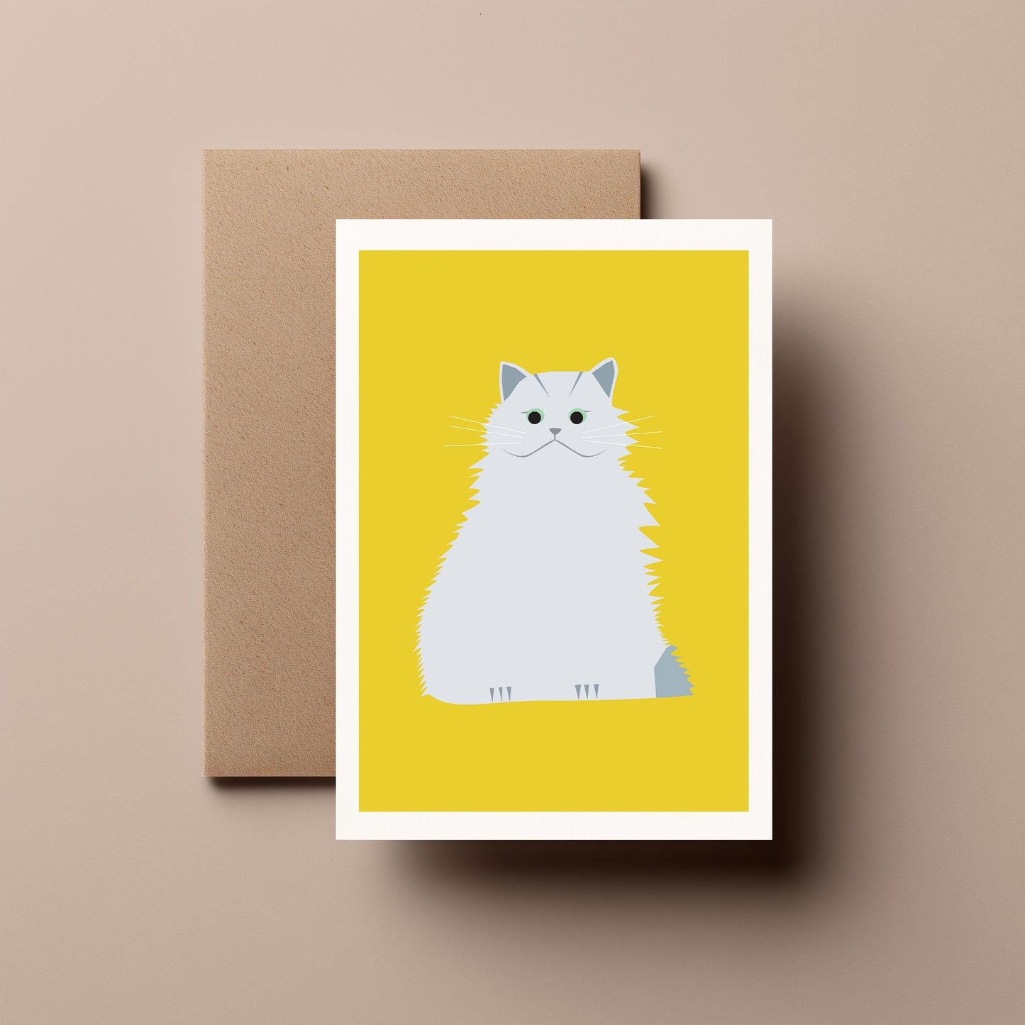 White Persian Cat - Greeting, Birthday Card