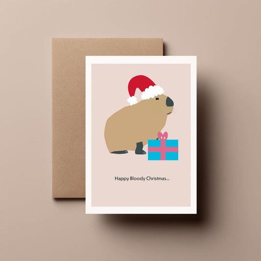 Capybara Christmas Card – Funny Christmas, Humour, Xmas, Quirky, Animal, Holiday Card