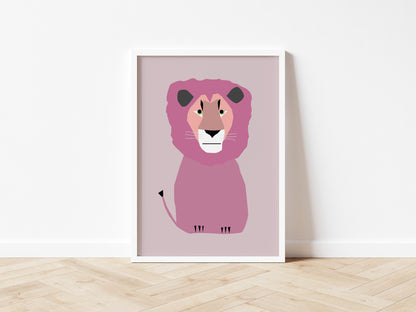 Pink Lion - Art print A5/A4/A3