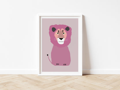 Pink Lion - Art print A5/A4/A3