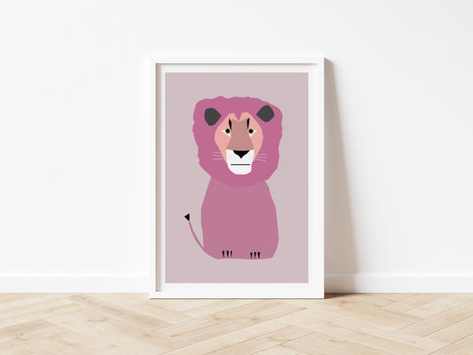 Pink Lion - Art print A5/A4/A3