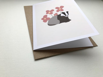 Badge with Flowers - Greeting, Birthday Card