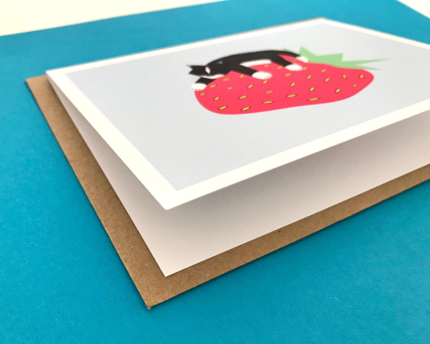 Strawberry Cat - Greeting, Birthday Card