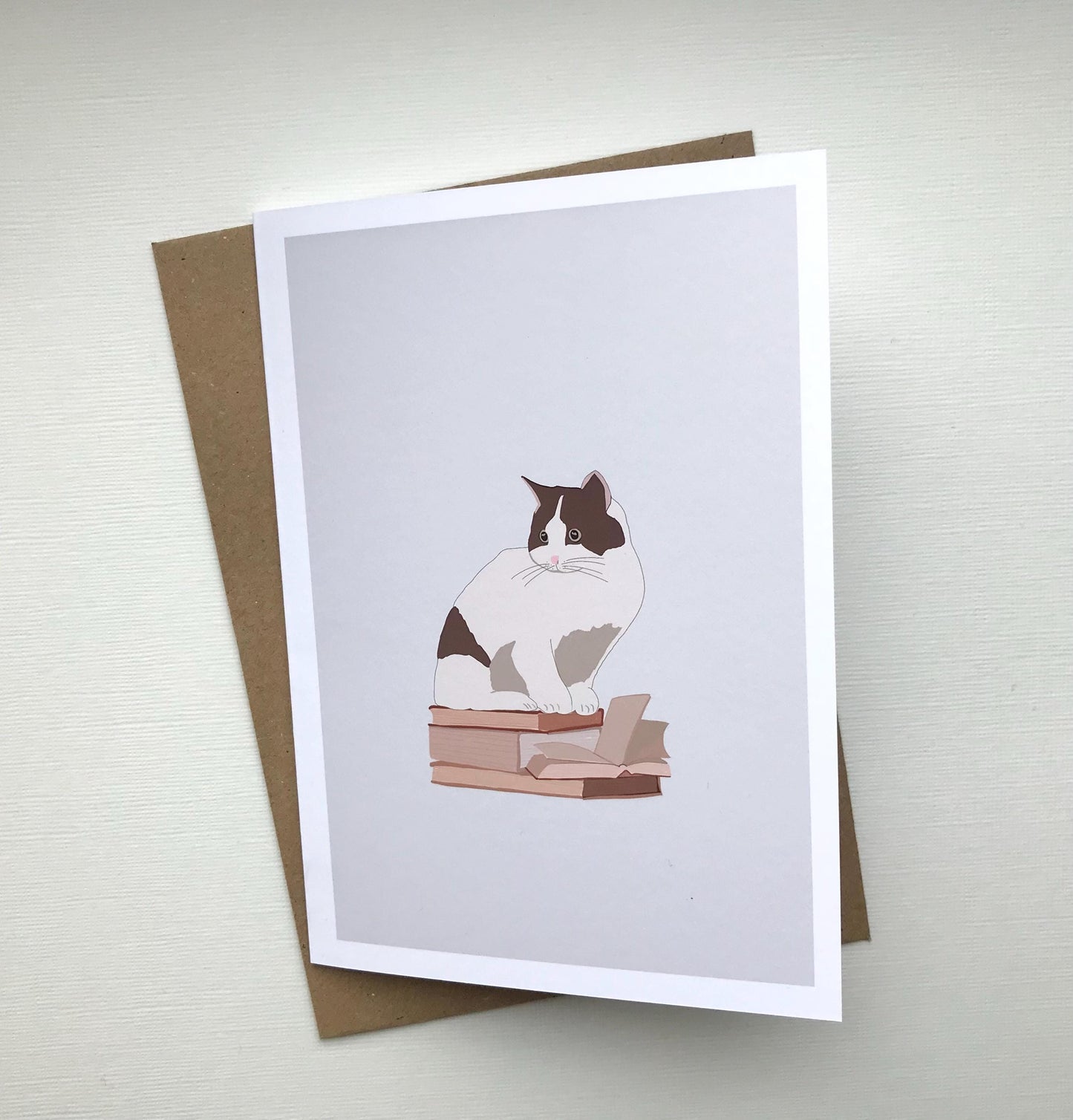 Cat & Books - Greeting, Birthday Card