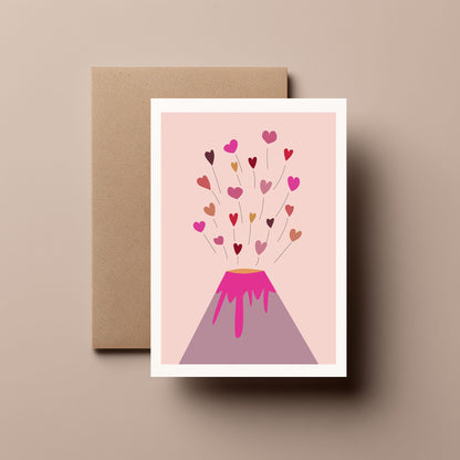Heart Volcano - Valentines, Greeting, Anniversary Card