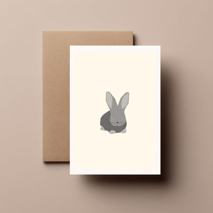 Grey Rabbit - Easter, Spring, Greeting, Birthday Card