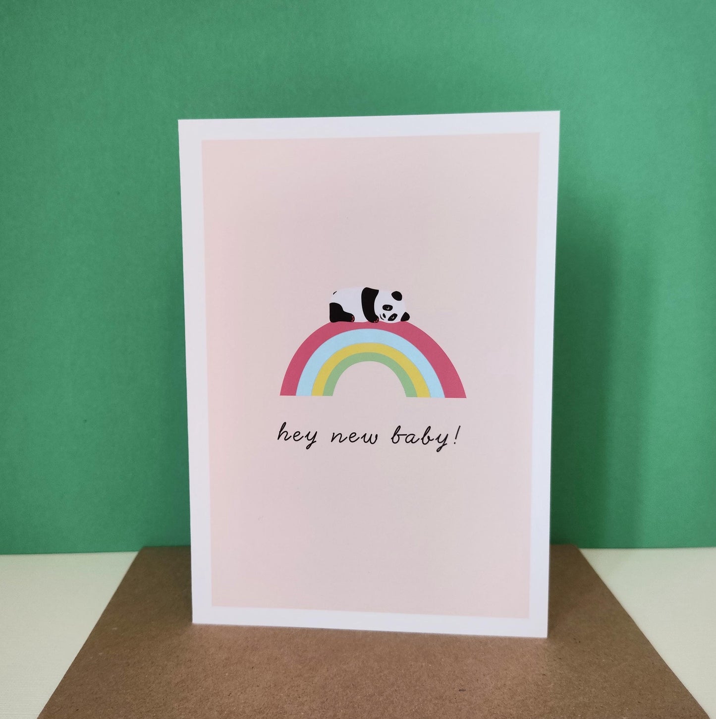 Panda Cub on a Rainbow - New Baby Card