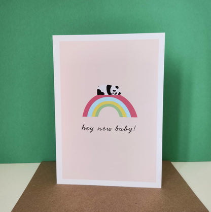 Panda Cub on a Rainbow - New Baby Card