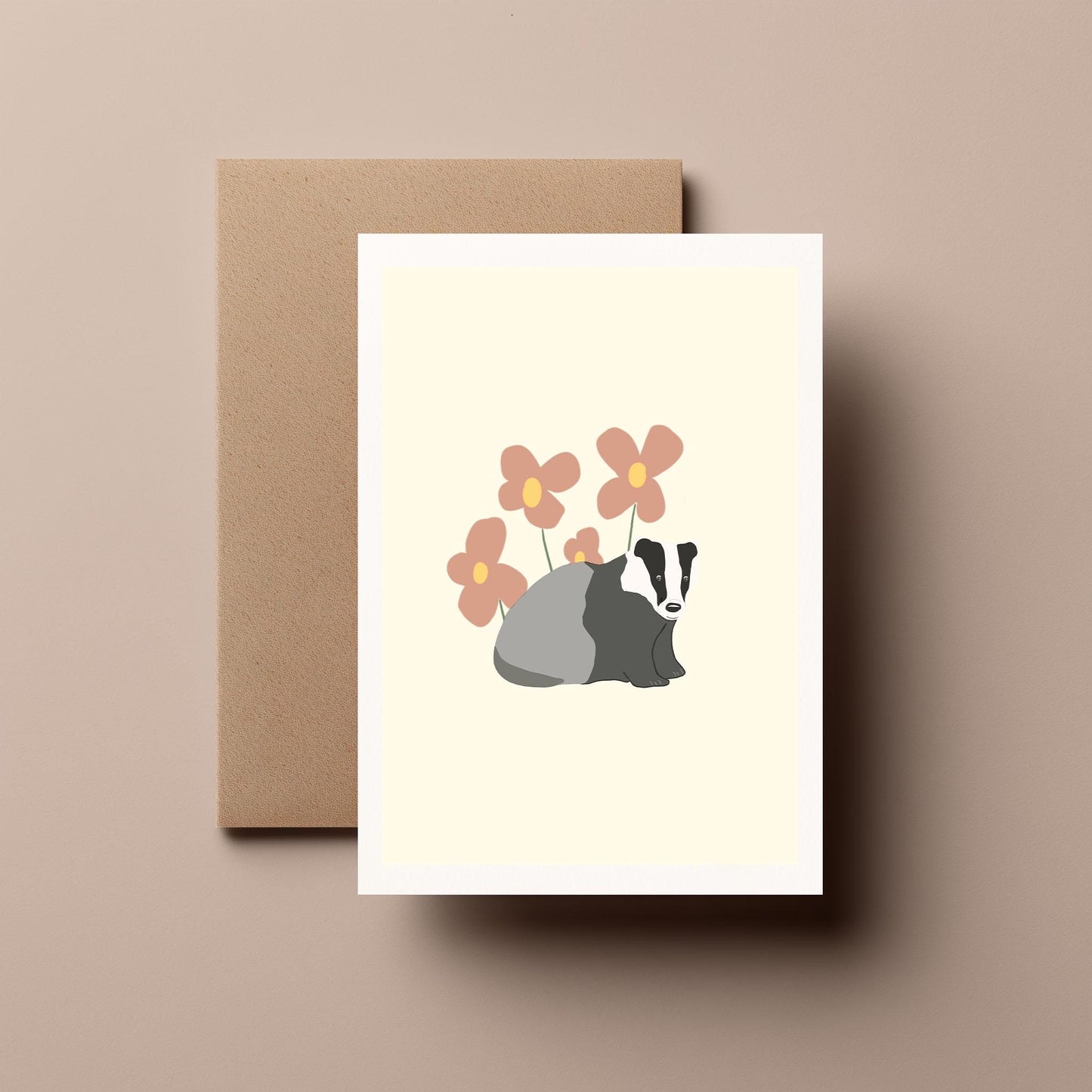 Badge with Flowers - Greeting, Birthday Card