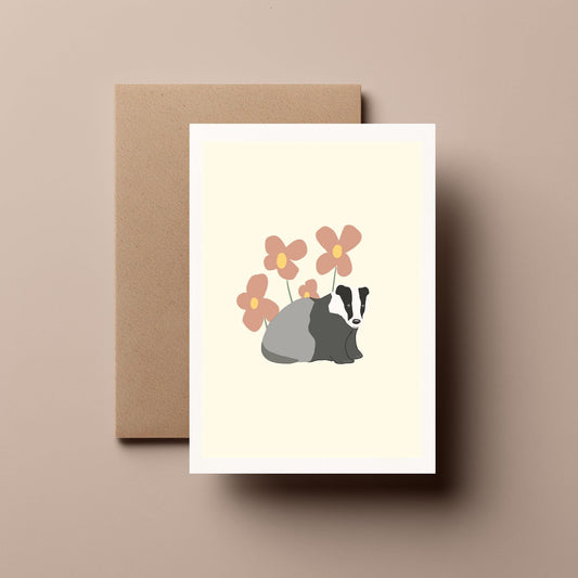 Badge with Flowers - Greeting, Birthday Card
