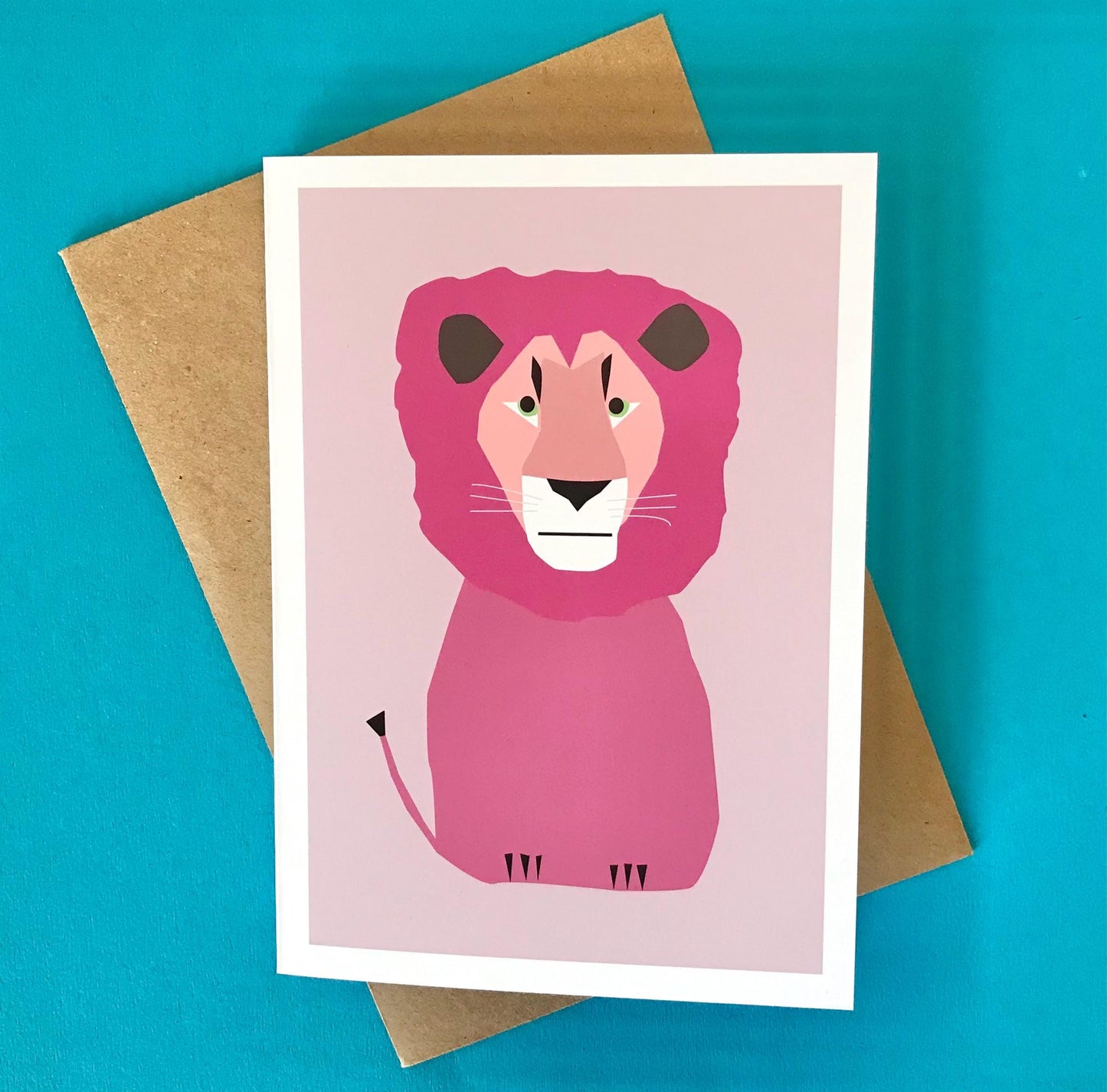Pink Lion - Greeting, Birthday Card