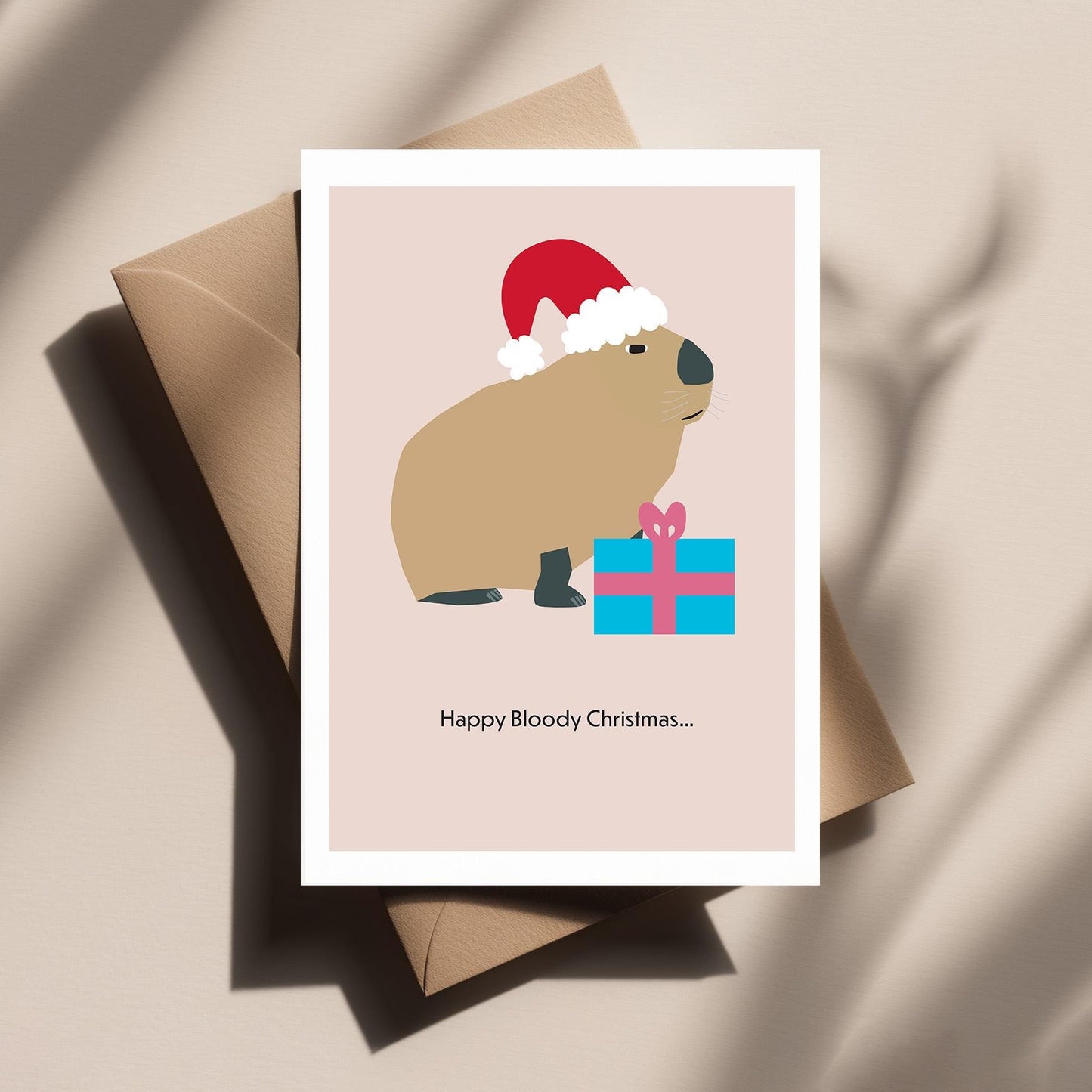 Capybara Christmas Card – Funny Christmas, Humour, Xmas, Quirky, Animal, Holiday Card