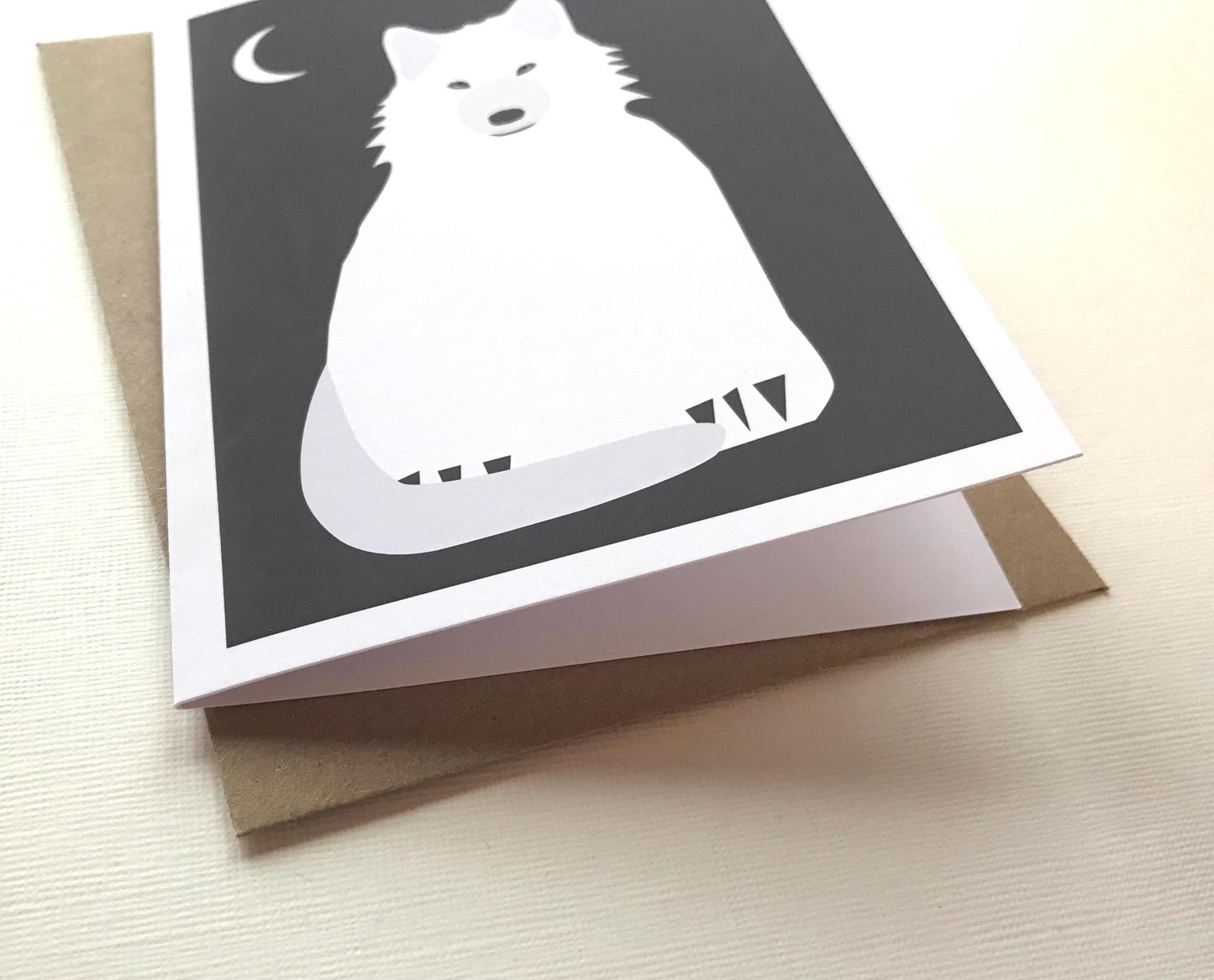White Wolf & Moon - Greeting, Birthday Card
