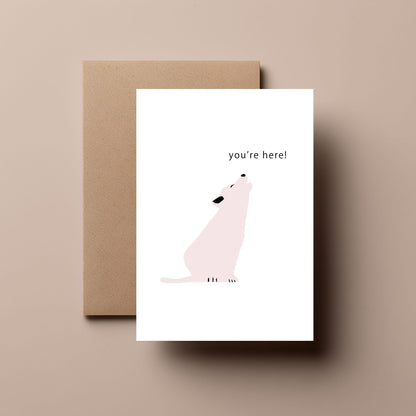 You're Here! Young Wolf - New Baby Card