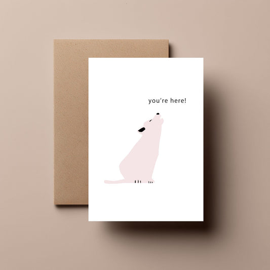 You're Here! Young Wolf - New Baby Card