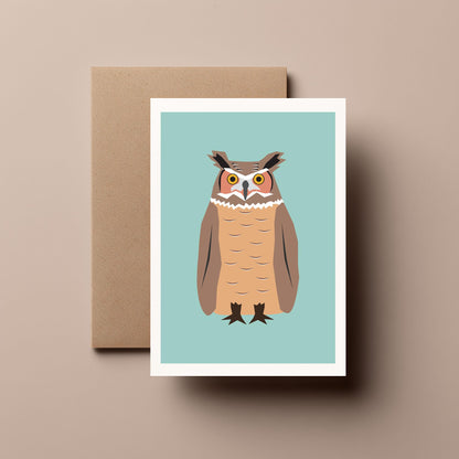 Great Horned Owl - Greeting, Birthday Card