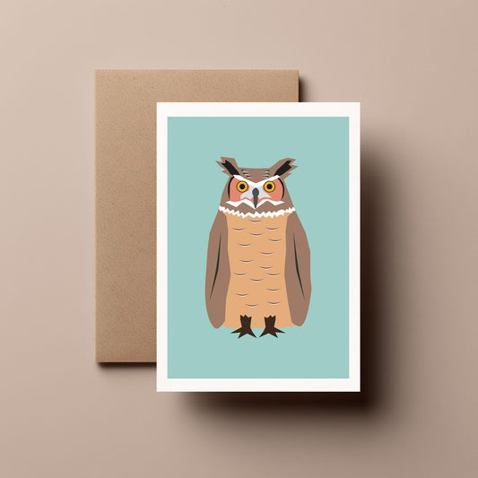 Great Horned Owl - Greeting, Birthday Card