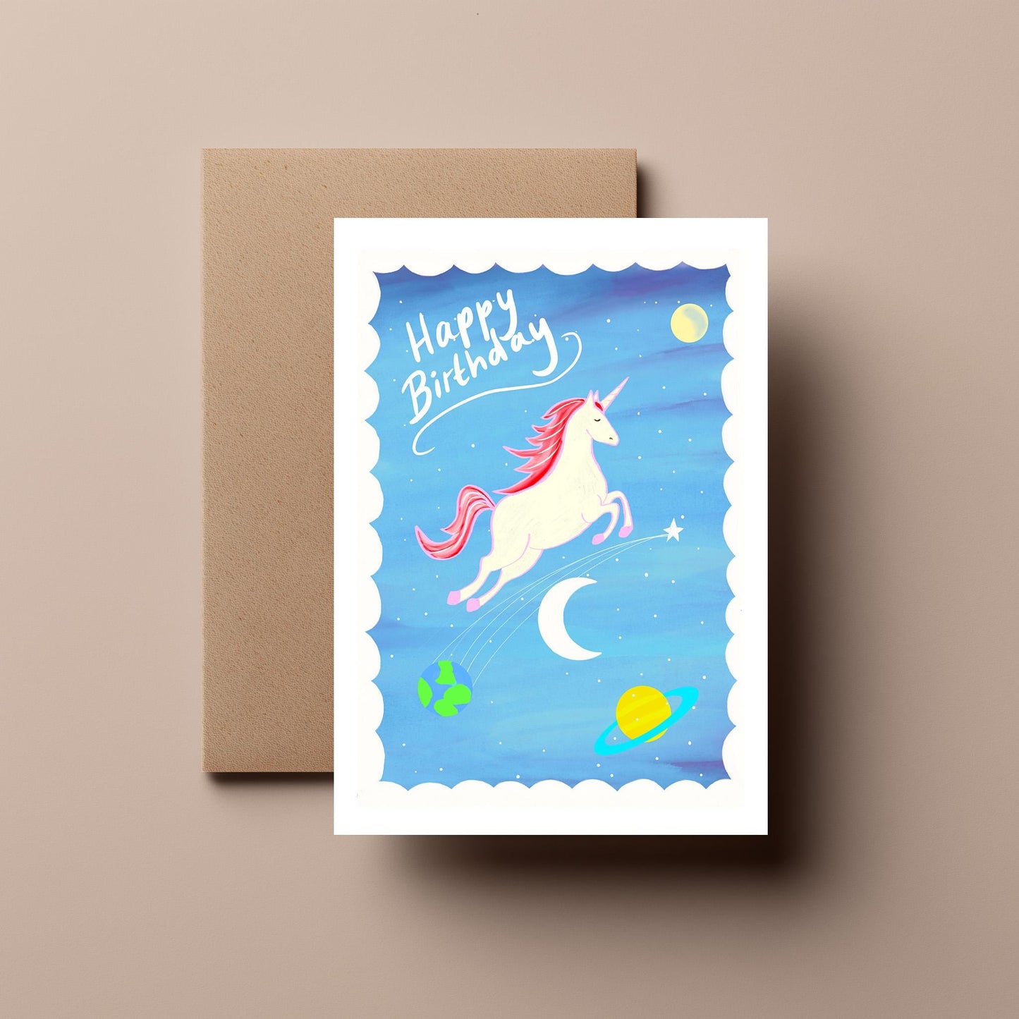 Unicorn in Space Birthday Card – Fun Children’s Birthday Greeting Card with Cute Cosmic Unicorn