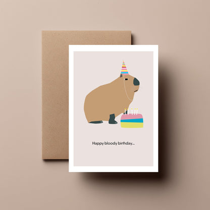 Funny Capybara Birthday Card - Happy Birthday Quirky Animal Greeting Card - For Him, For Her, For Mum, For Dad