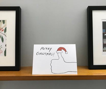 Simple Thumbs Up Christmas Card – Minimal Funny Xmas Card, Modern Holiday Greeting, Quirky Christmas Card