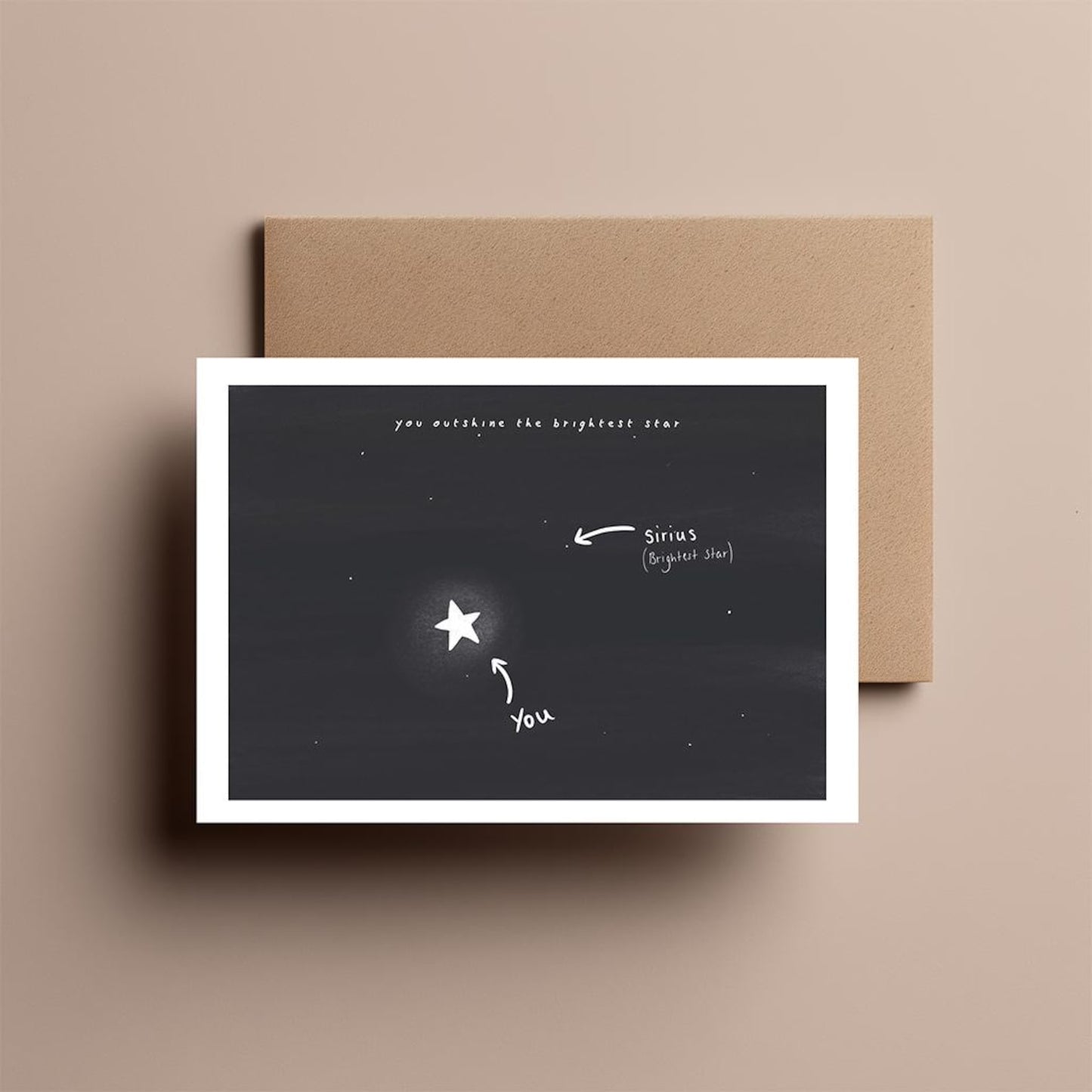 You Outshine the Brightest Star - Romantic Love Card, Inspirational Greeting Card, Cute Anniversary or Valentine Card