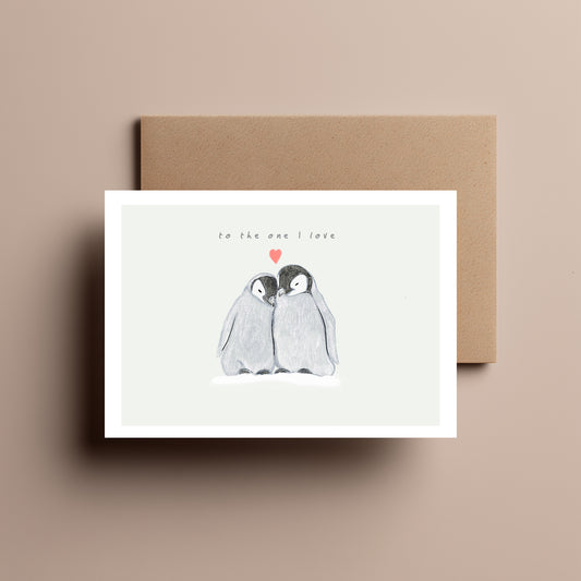 To the One I Love - Penguin Christmas Card | Cute Romantic Xmas Card | Love Penguins | One in a Million