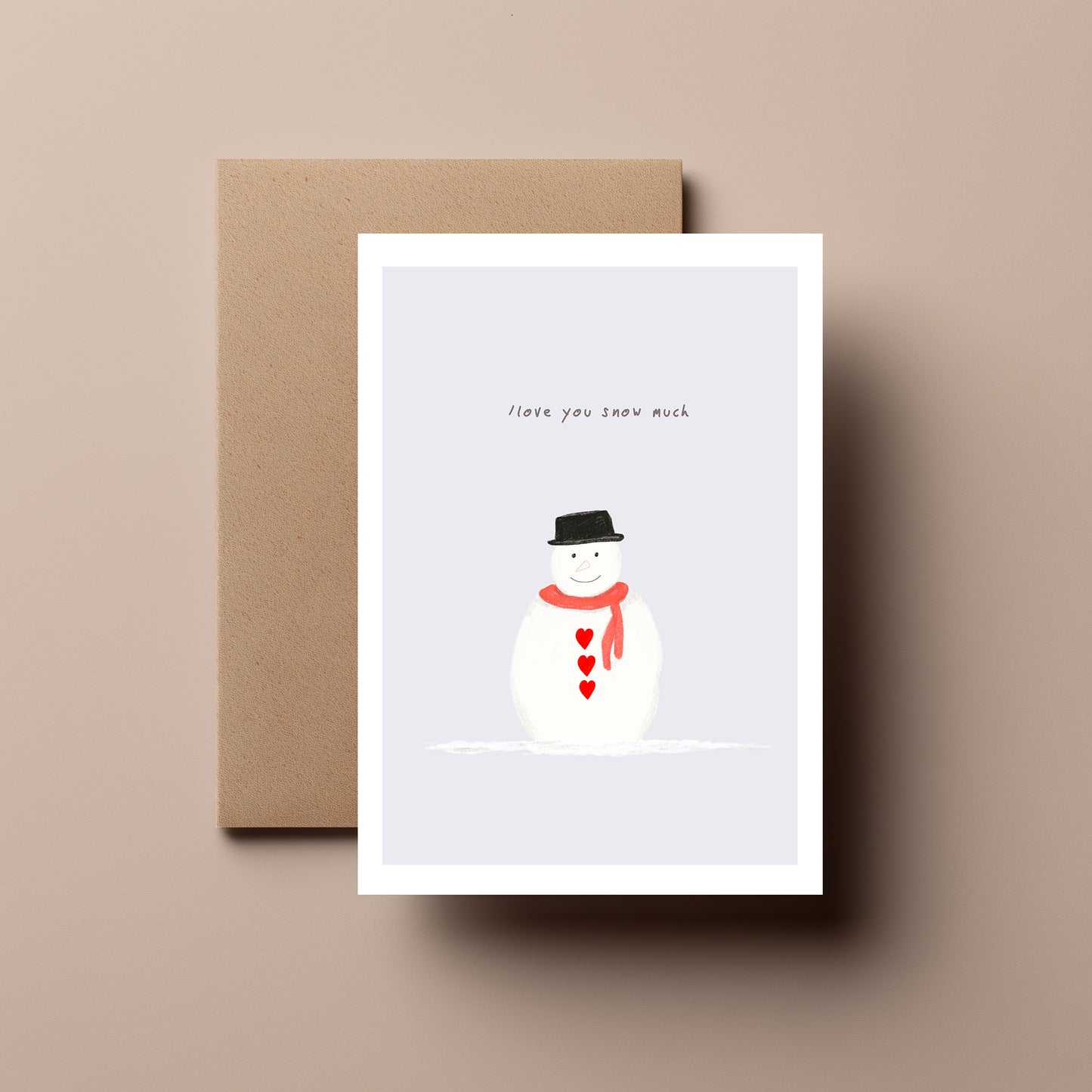 Love Snowman – “I Love You Snow Much” Greeting Card | Cute Winter Love Card | Romantic Christmas Card