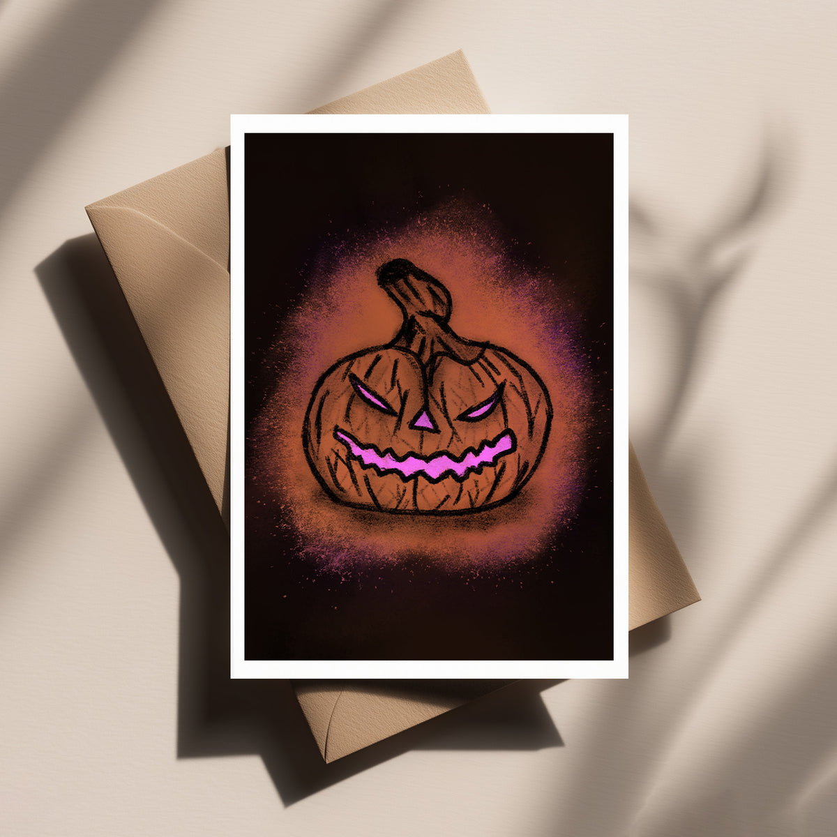 Scary Pumpkin Card - Spooky Ghost Greeting, Creepy Halloween Card, Horror (Copy)