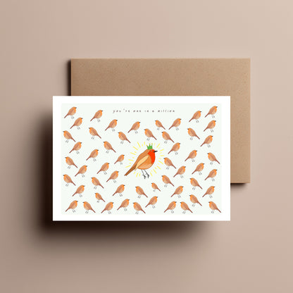 Robin “One in a Million” Christmas Card | Cute Winter Bird Xmas Card | Meaningful Holiday Card