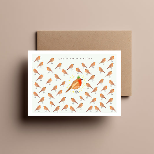 Robin “One in a Million” Christmas Card | Cute Winter Bird Xmas Card | Meaningful Holiday Card