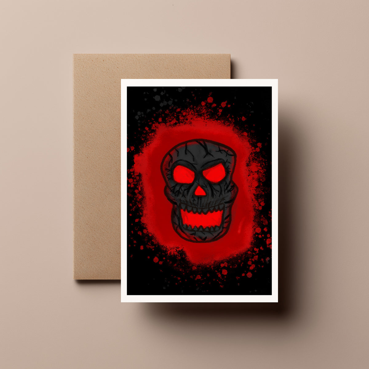 Scary Skull Card - Spooky Ghost Greeting, Creepy Halloween Card, Horror (Copy) (Copy)
