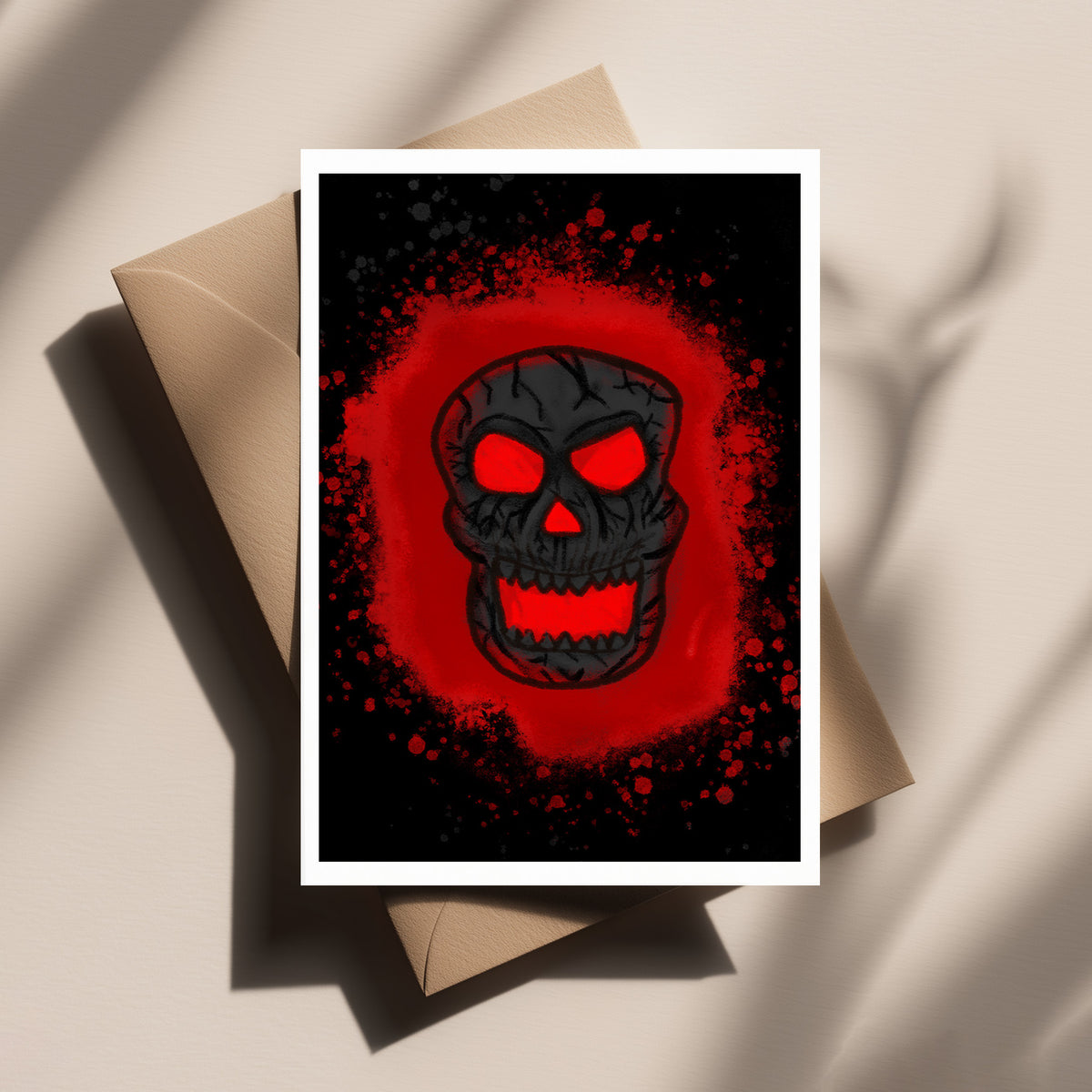 Scary Skull Card - Spooky Ghost Greeting, Creepy Halloween Card, Horror (Copy) (Copy)