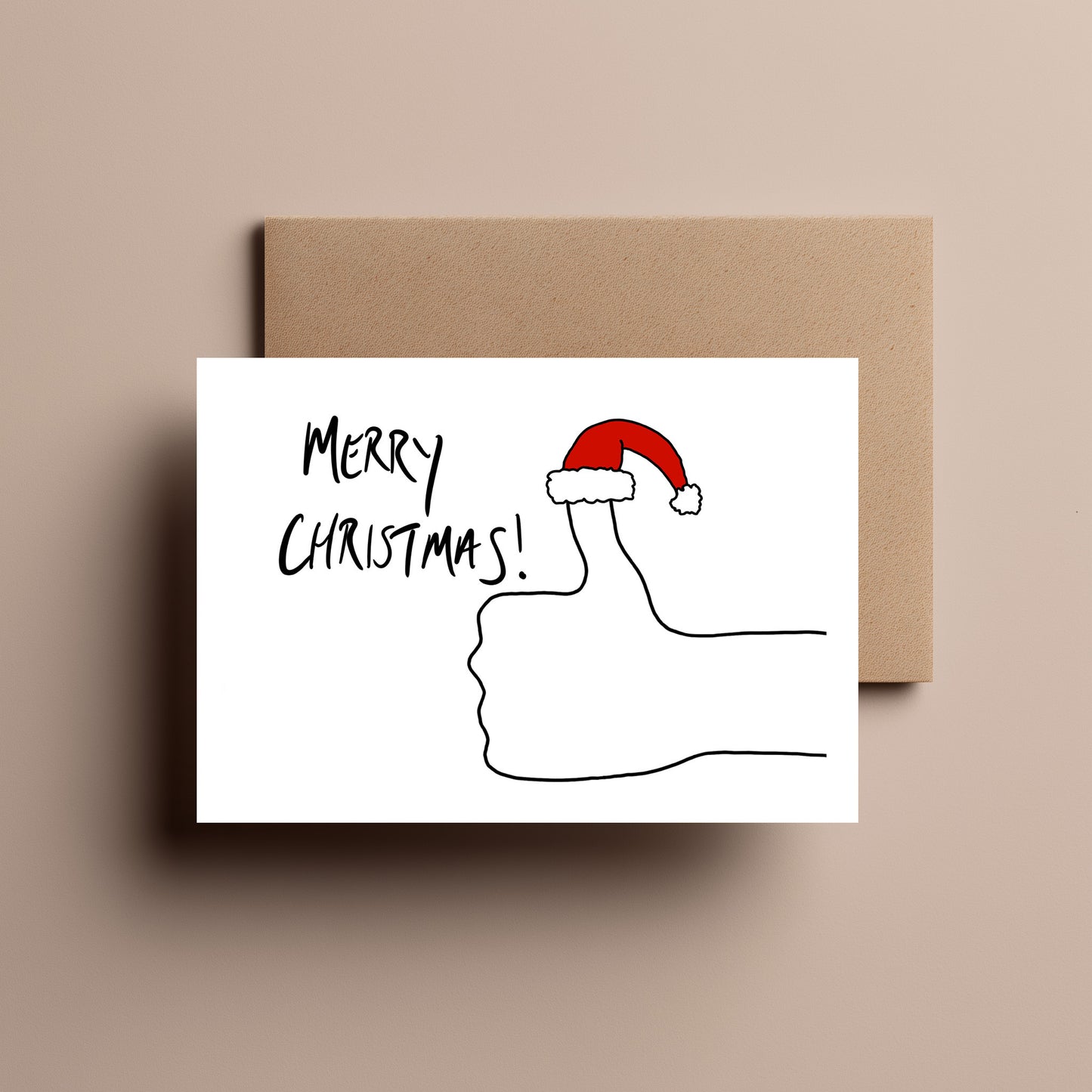 Simple Thumbs Up Christmas Card – Minimal Funny Xmas Card, Modern Holiday Greeting, Quirky Christmas Card