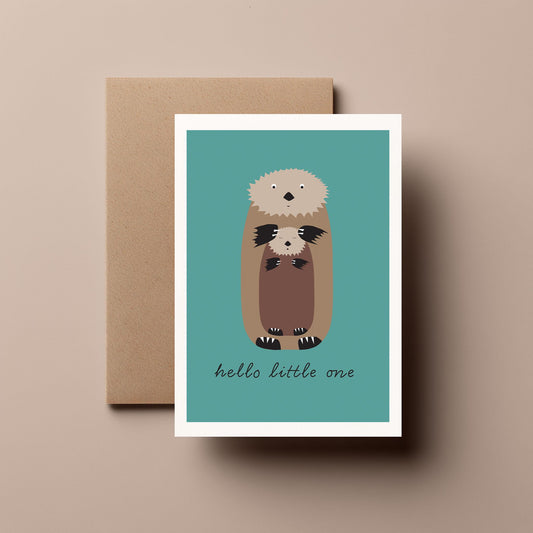 Otter Mother and Baby - New Baby Card