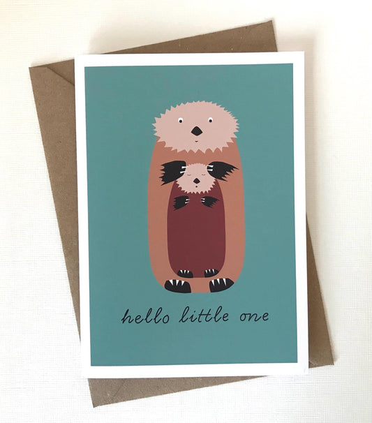 Otter Mother and Baby - New Baby Card