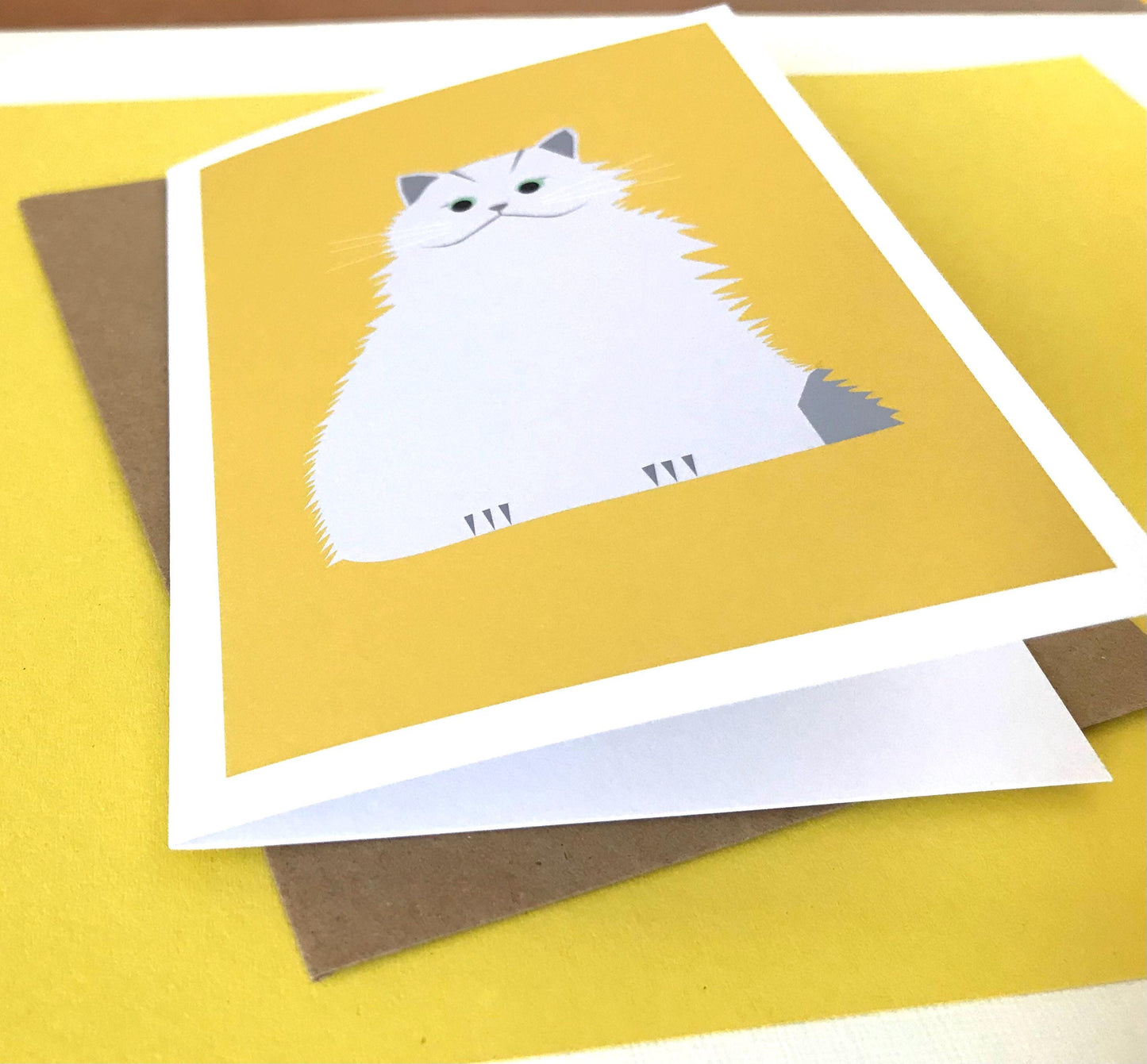 White Persian Cat - Greeting, Birthday Card