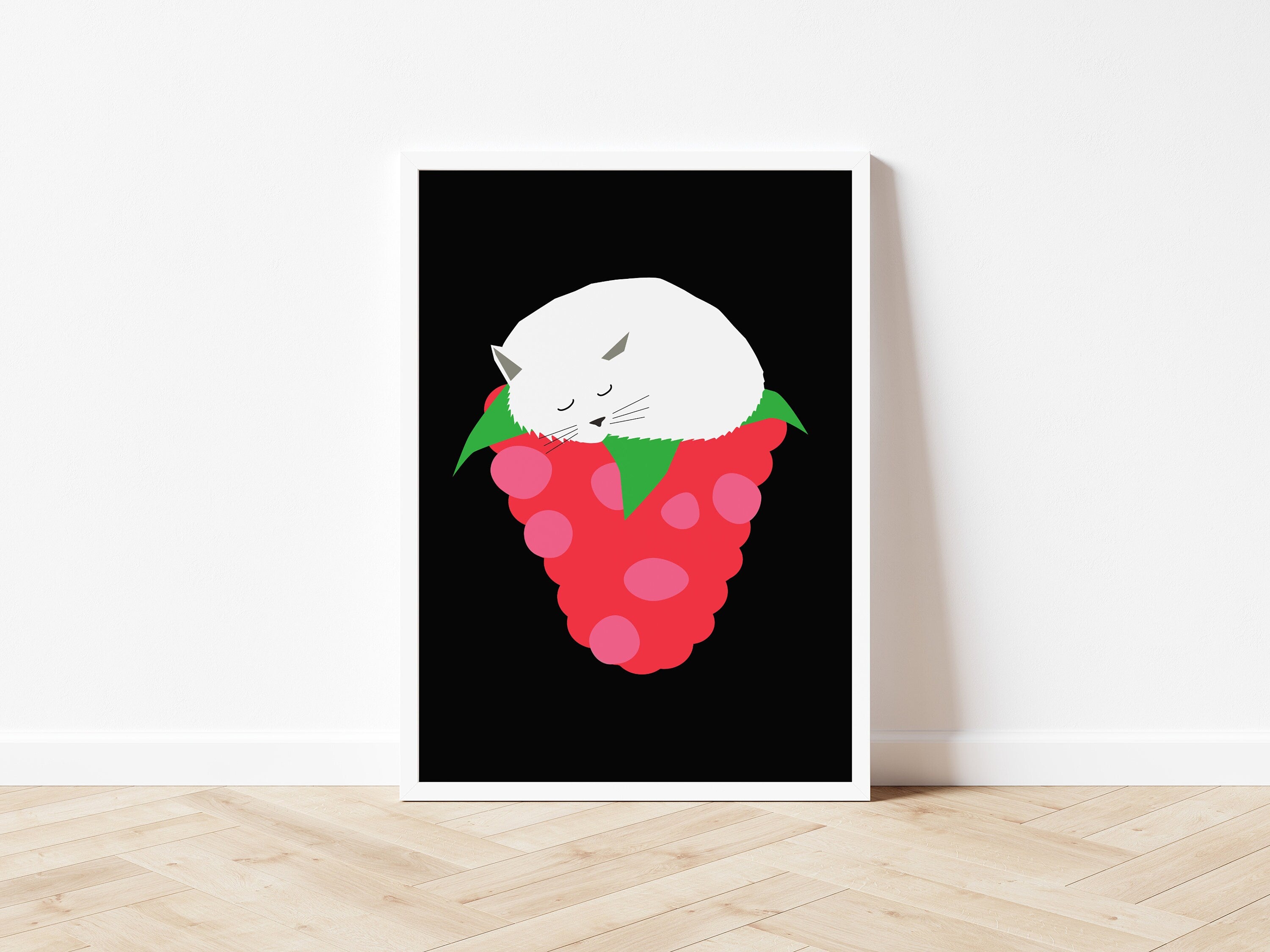 Raspberry Cat - Art print A5/A4/A3 – Salty Crayon
