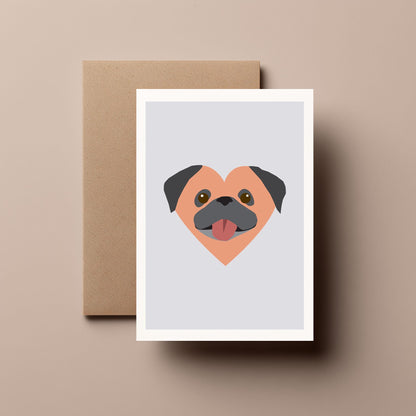 Pug - Greeting, Valentines, Birthday Card