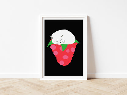 Raspberry Cat - Art print A5/A4/A3